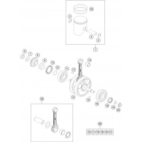 Stang Piston Stang Seher Con Rod KTM Husqvarna Gasgas 2014-2023 Ori - Gambar 3