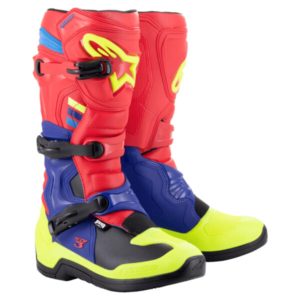 Sepatu Alpinestars Tech 3 Bright Red Dark Blue Yellow Fluo - Gambar 9