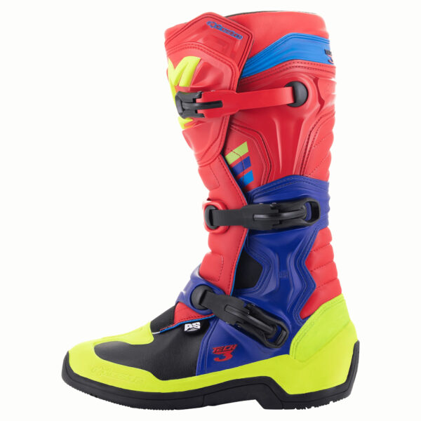 Sepatu Alpinestars Tech 3 Bright Red Dark Blue Yellow Fluo - Gambar 8