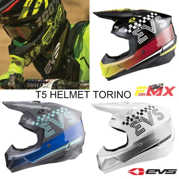 HELM EVS T5 TORINO HELM CROSS HELM TRAIL - Hitam, M - Gambar 2