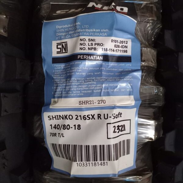 SHINKO 216SX Rear 140/80-18 Ultra Soft - Gambar 2