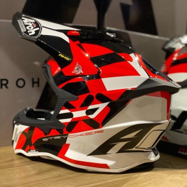 Helm AIROH Strycker Cross Original - Merah Putih - Gambar 4