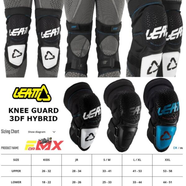 LEATT KNEE GUARD 3DF HYBRID PELINDUNG LUTUT LEATT 3DF HYBRID - Hitam, S/M - Gambar 2