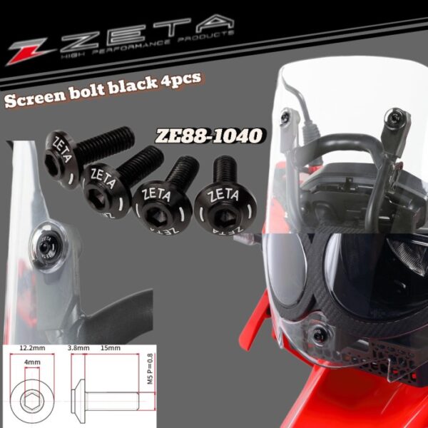 ZETA Screen Bolt Set Black 4Pcs Baud windshield ZS88-1040